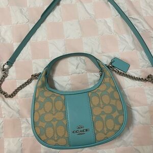 Blue and crème Coach Hobo bag